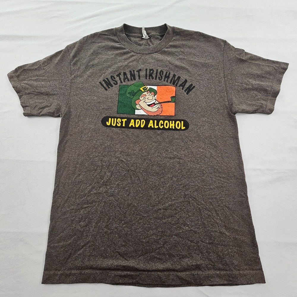 Instant Irishman Just Add Alcohol Gray Short Sleeve Cotton T-Shirt Men's L